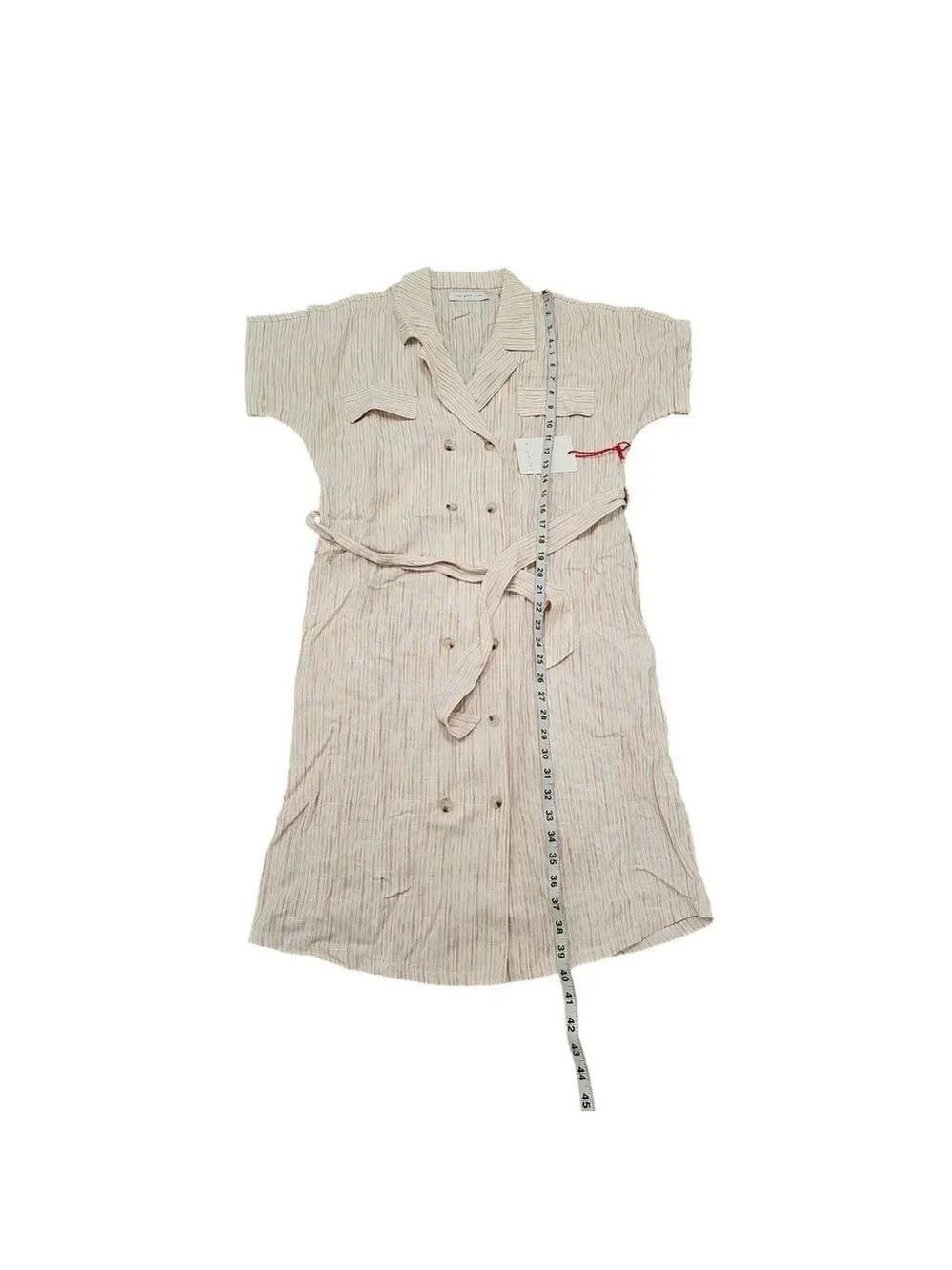 The good jane spring break Jackie linen striped tan dress in ivory/brick stripe - Picture 10 of 10
